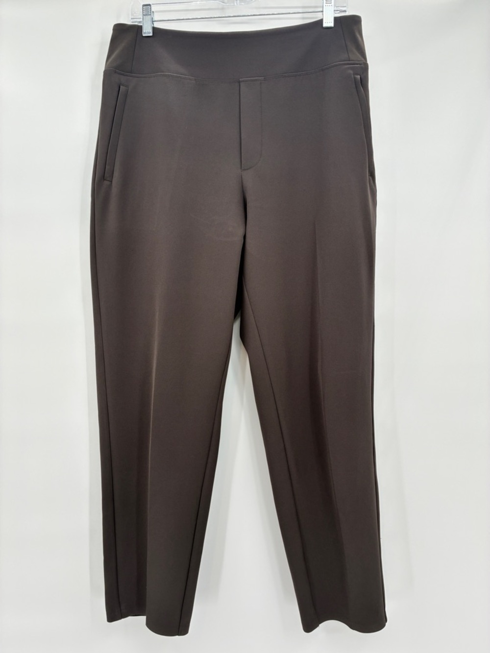Athleta Endless High Rise Pant Brown Tapered Ankle Travel Office Size 12